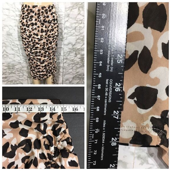CALVIN KLEIN ANIMAL PRINT MOCK NECK TOP AND RUCHED MIDI SKIRT STRETCH SET M NWT - Picture 16 of 16